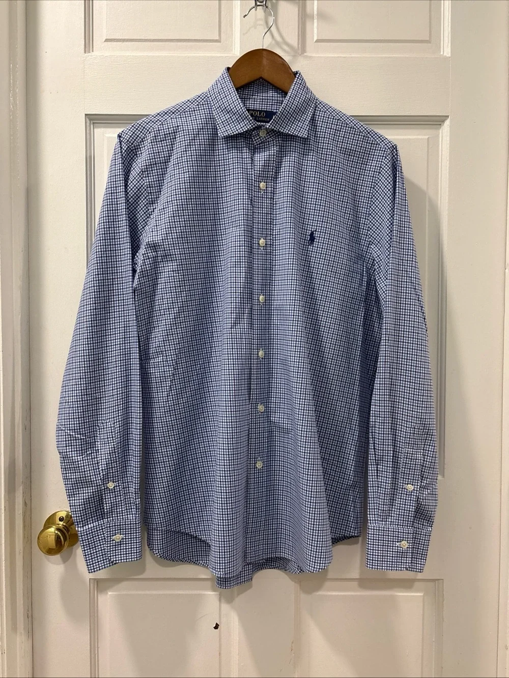 Polo Ralph Lauren Men’s Blue Plaid Button Down Size Medium Navy Pony Preppy NWOT